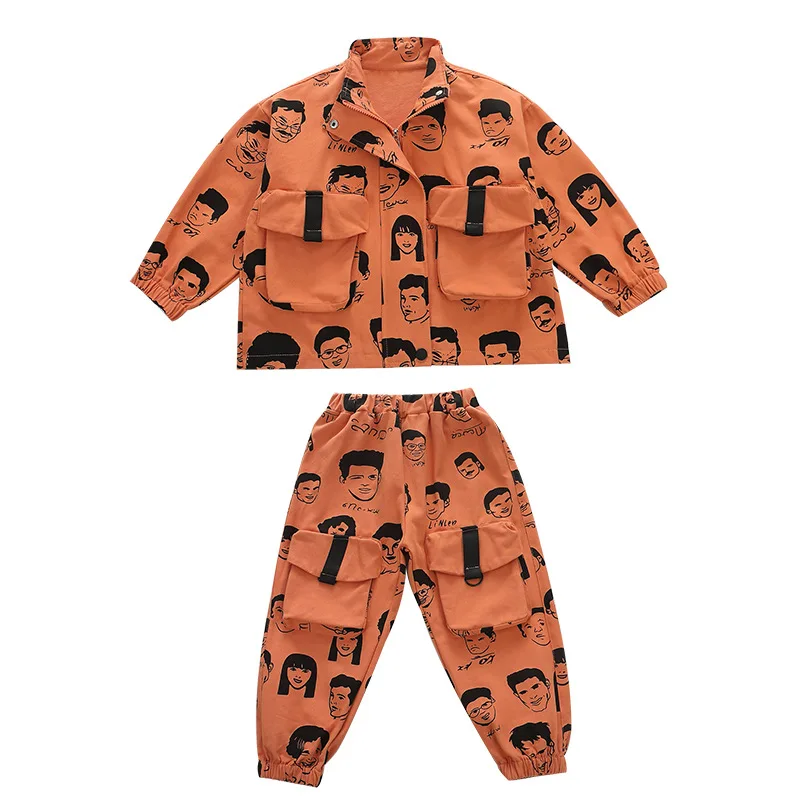 

2021 Cute Spring Autumn Boys Clothing SuitsCoat + Pants 2pcs/Set Kids Jacket Tops Teenager Sport Costume Outfits Tracksuit High