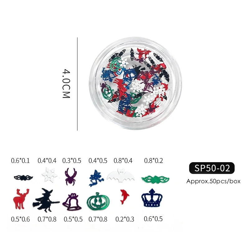 Аксессуары для ногтей на Хэллоуин металлические наклейки в виде кусочка ведьмы