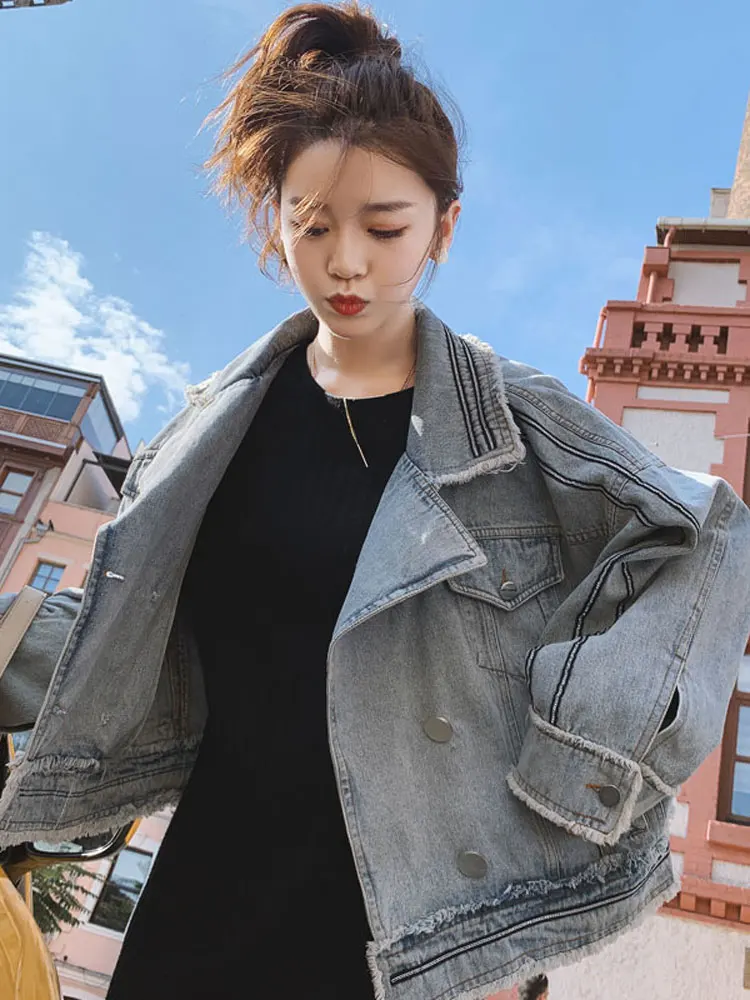 

Denim jacket female short section new autumn clothing Korean version of the school season loose student wild net red jacket top