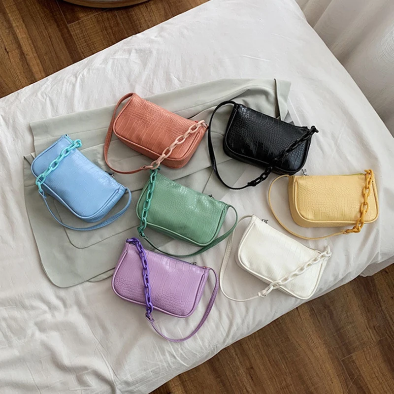 

Ladies shoulder zipper bag fashion armpit bag PU leather female bag sling handbag solid color shoulder bag wild female daily bag