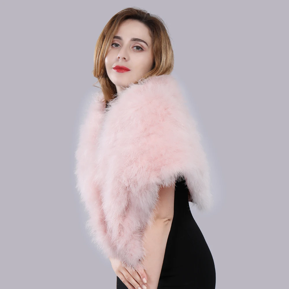 Новое поступление роскошные меховые болеры с белыми страусиными перьями цвета