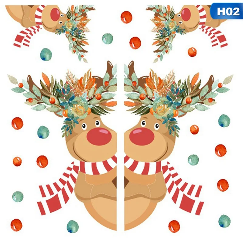Рождество ПВХ самоклеющиеся наклейки на стену голова оленя Окно стекло декоративные наклейки на стену наклейки