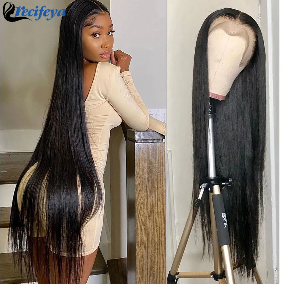 30 Inch 13x4 Straight Lace Front Wig Transparent Lace Front Human Hair Wigs Pre-plucked Peruvian Bone Straight Lace Closure Wig