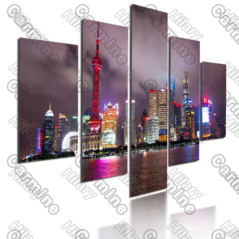 

Poster Pink Sky Light and Reflection Landscape Canvas Painting 5Pcs Posters Painting Wall Art Decoration for Living Room