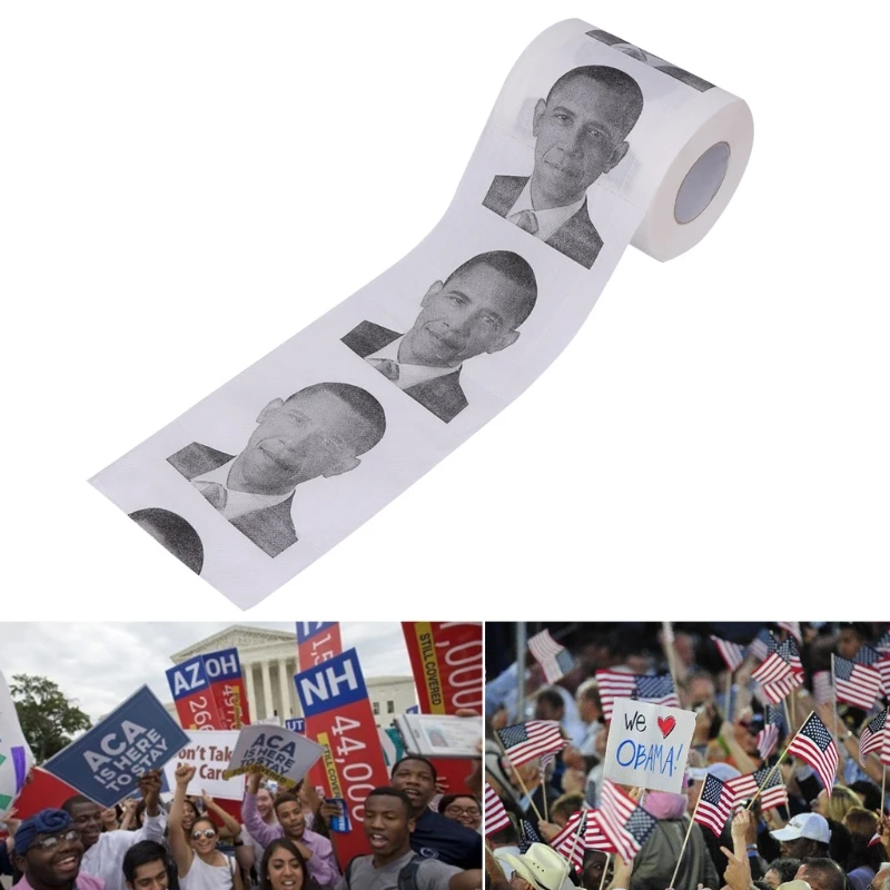

Funny Printed Toilet Paper 1 Roll Obama Gift Tissue Living Room Bathroom