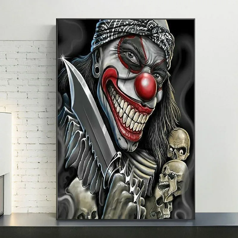 

Creative Joker Gangster Poster Prints For Cool Boys Bedroom Living Room Zombie Skull Pirate Canvas Painting Wall Art Home Decor