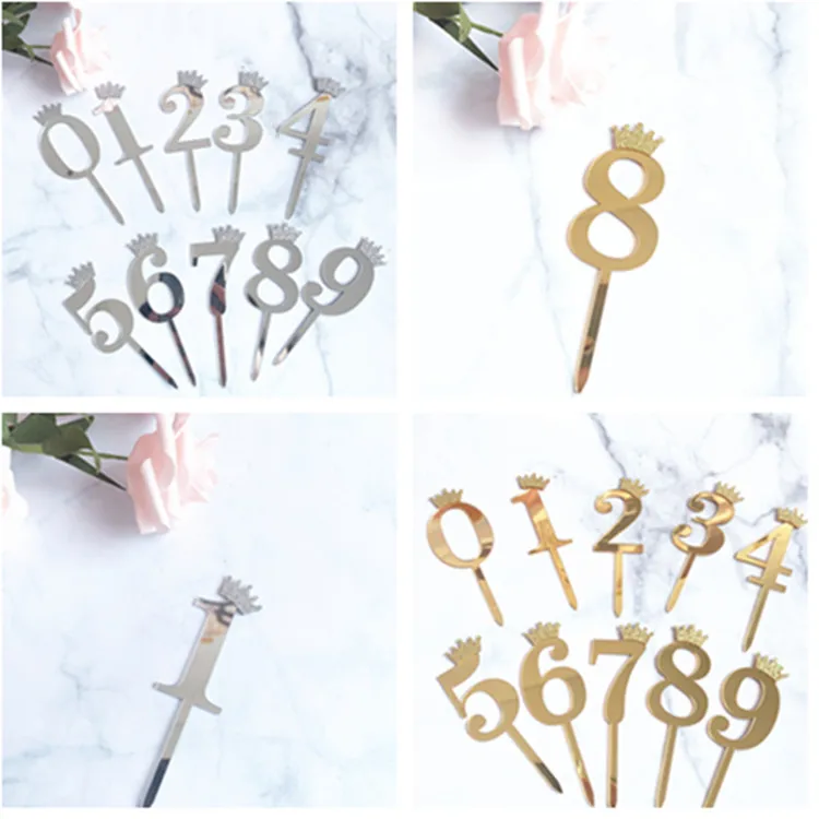 

Acrylic Glitter Crown Numbers Happy Birthday Cake Topper Birthday Cakes Baby Shower Cupcake ToppersWedding Cake Toppers