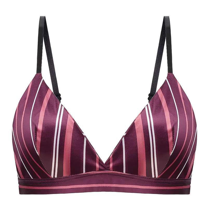

Free shipping bras for women brallette sexy lingerie Silk striped brassiereless bra sultien thin bra biquini