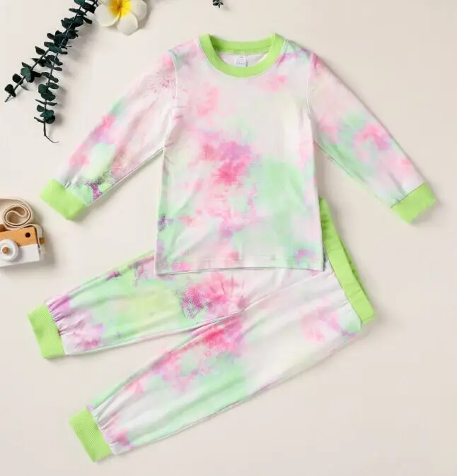 Детские повседневные Костюмы футболка с круглым вырезом и длинными рукавами