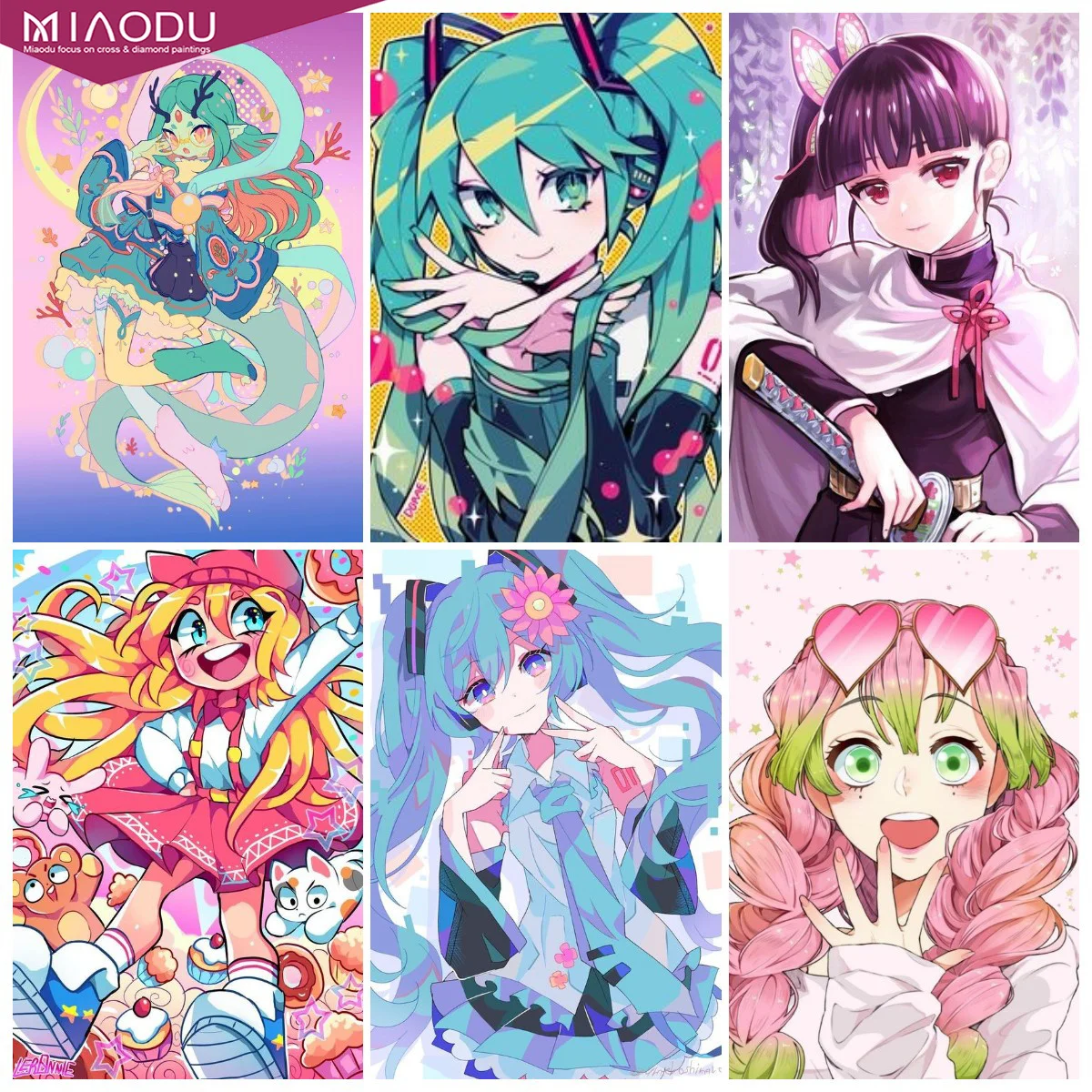 

5D Diamond Painting Japanese anime Characters Cute Girl Demon Slayer Cross Stitch Kits Embroidery Mosaic Full Drill Home Decor