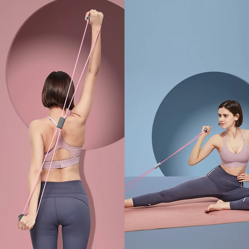 TMT Resistance Band Gambar 8 Yoga Peregangan Gym Olahraga Kebugaran dengan Tabung Elastis Tebal Latihan Kekuatan Latihan Rumah