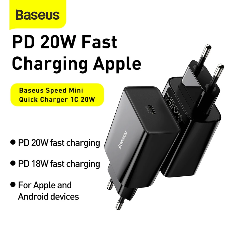 Быстрое зарядное устройство Baseus 20 Вт QC 3 0 PD USB Type C для iPhone 12 X Xs 8 Xiaomi Samsung Phone |