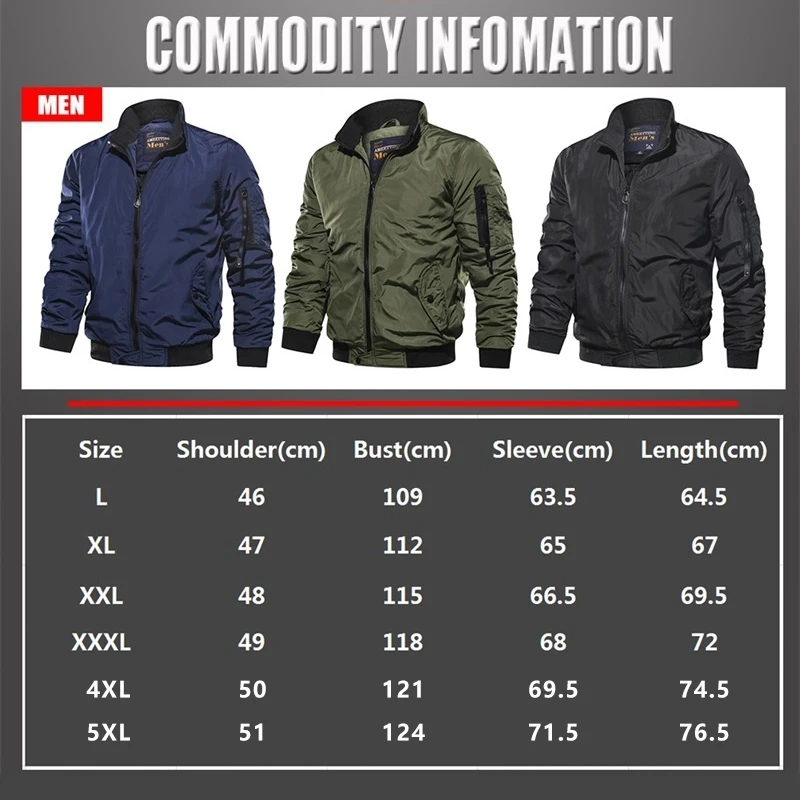 

New Spring Autumn Men ' s Military Bomber Jackets Men Casual Solid Zipper Pilot Jacket New Thin Stand Collar Male Coat Slim Fit