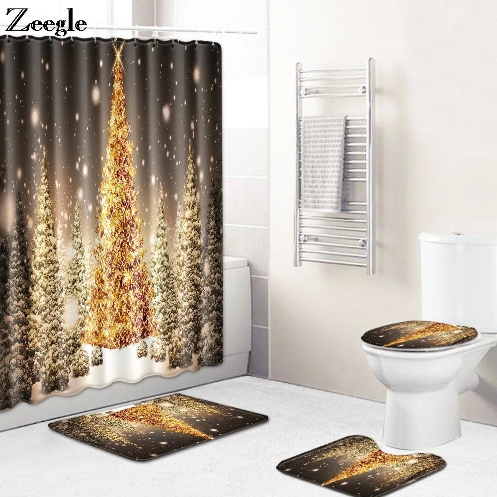 

Zeegle Рождественский набор ковриков для ванной, водонепроницаемый коврик для ванной, нескользящий коврик для унитаза, мягкий коврик для ног, ...