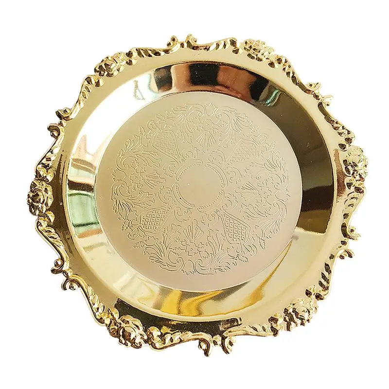

Nordic Style Jewelry Storage Disc Decorative Sundries Organizer Desktop Food Nuts Holding Plate Photo Candle Tray (Golden)