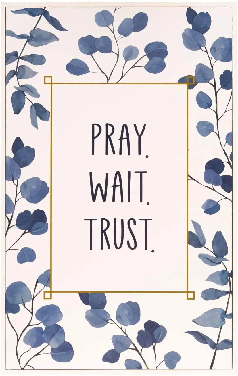 

LATTER-DAY LIVING - Pray Wait Trust - Positive Wall Art - Religious Wall Decor - Christian Home Decor - Wall Sign Plaque -