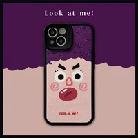 iphone case imitation leather cartoon emoticon for iphone 11 12 13 promax 7 8 plus x xs max xr shockproof case