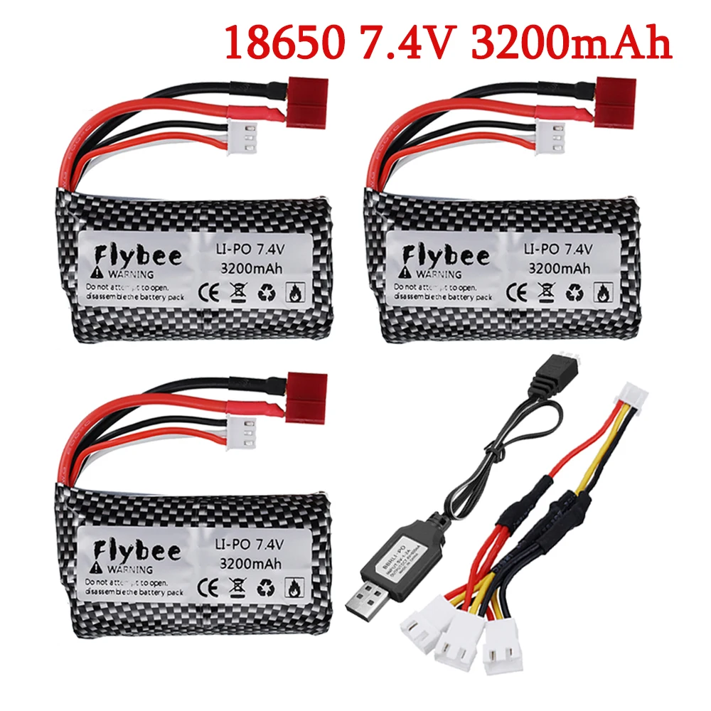 18650 7.4V 3200MAH upgrade lipo Battery 2s for Wltoys 12423/10428 /12429/12401/12402/12402A RC Car Spare Parts 7.4V battery