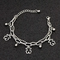 fashion bear pendant bracelet stainless steel cute animal bracelets on hand chain bracelets trend jewelry for women girls