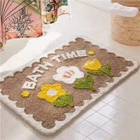 cute little fresh style anti slip floor mat square flowers pattern soft carpets bathroom absorbent rug corridor entrance doormat