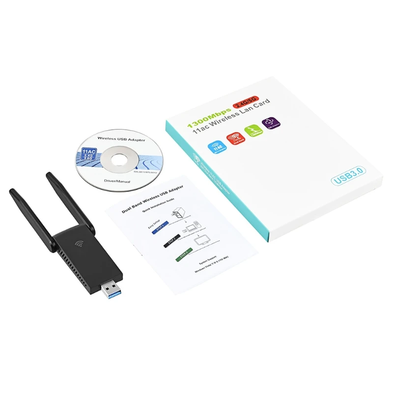 

Адаптер Wi-Fi K1KF USB 3,0, сетевая карта 1300 Мбит/с, беспроводная антенна 2,4 ГГц и 5,8 ГГц, модуль Wi-Fi для ПК и ноутбука