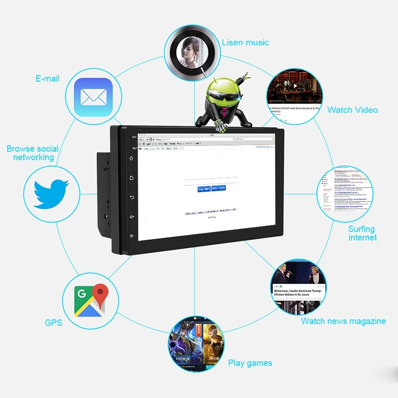7 дюймов Android8.1 2 Din автомобильный DVD радио мультимедиа плеер GPS навигация