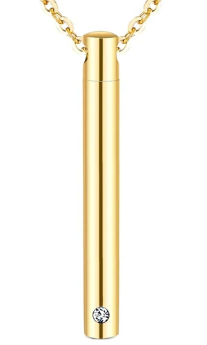 Gold Унисекс из нержавеющей стали 3 тон ювелирный цилиндр кристалл кулон с мемориальной урной слайд винт открывается кремации ожерелье пепел Чехол держатель - Окраска металла: Gold