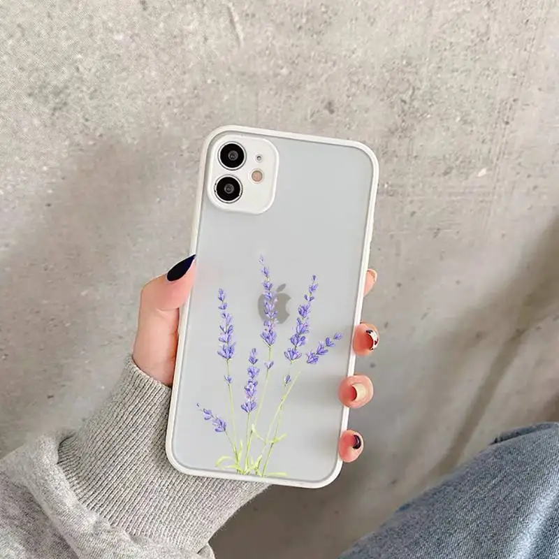 

Simple Lavender Purple Flowers Phone Case For iPhone 12 11 Mini Pro XR XS Max 7 8 Plus X Matte transparent White Cover