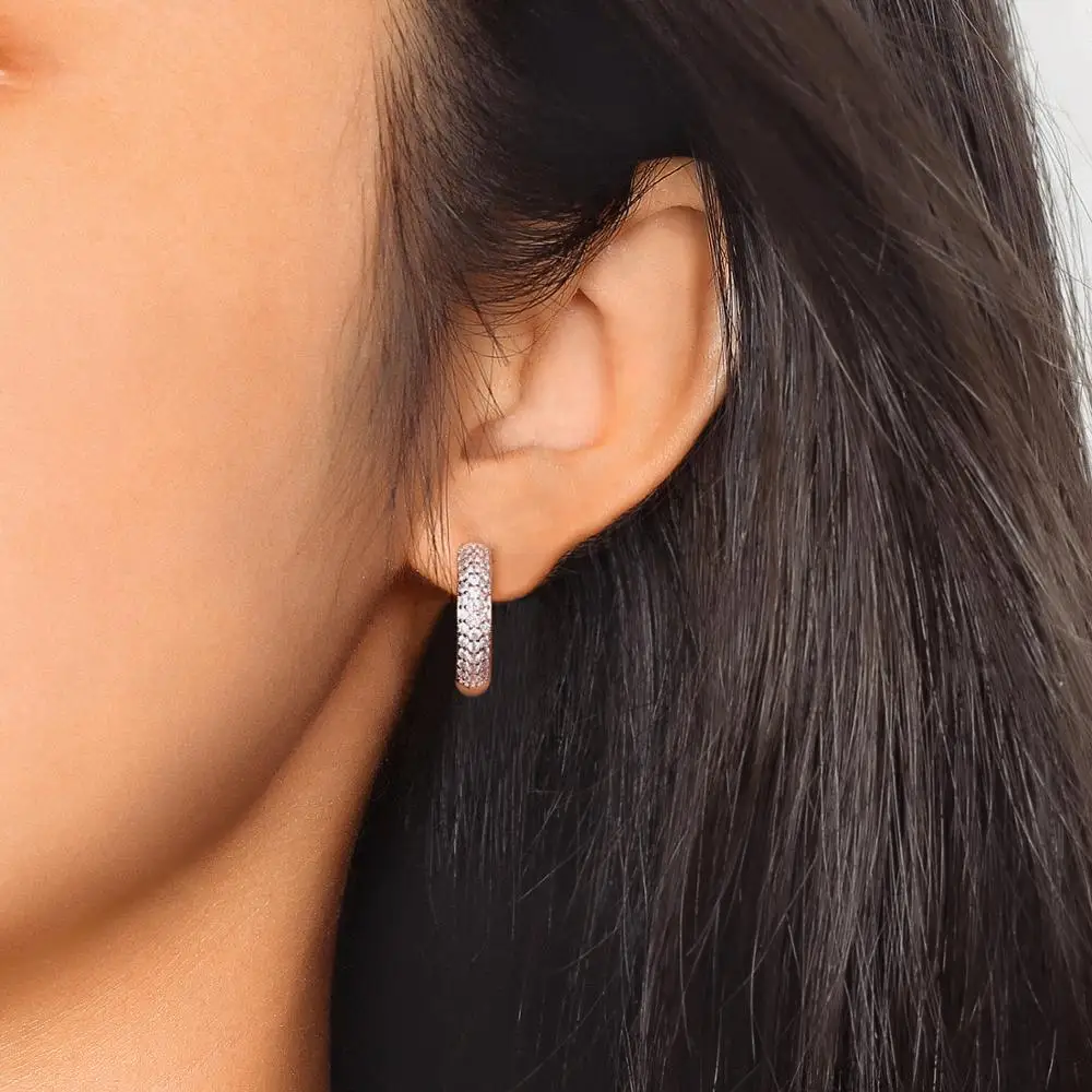 Женские серьги-кольца из меди и циркония 2 цвета | Украшения аксессуары