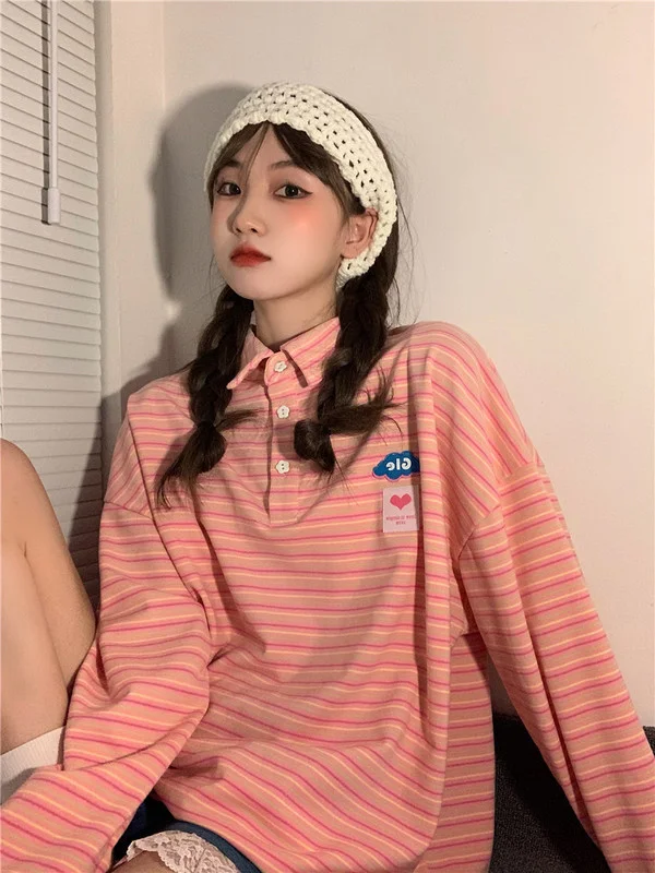 

T-shirt Women's Long Sleeves Striped Top