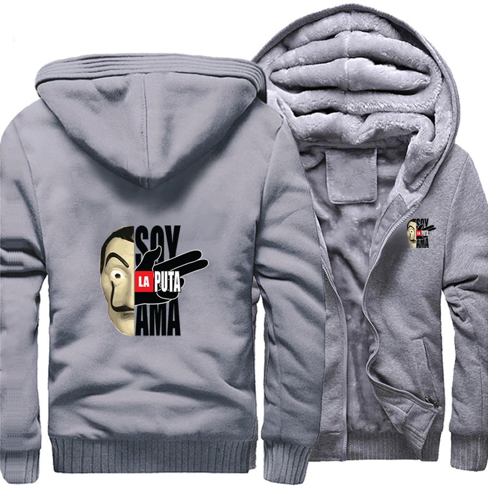 

Сериал house of paper La casa de papel зимняя куртка для Для мужчин с капюшоном плотные толстовки с капюшоном и на молнии Для мужчин в стиле «хип-хоп», спо...