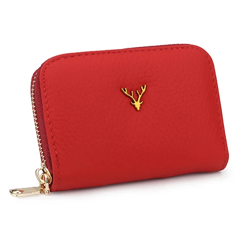 

XIYUAN Genuine Leather RFID small ID Card Holder Women Business Cow Leather Card Wallet Zipper Female phone coin clutch purse