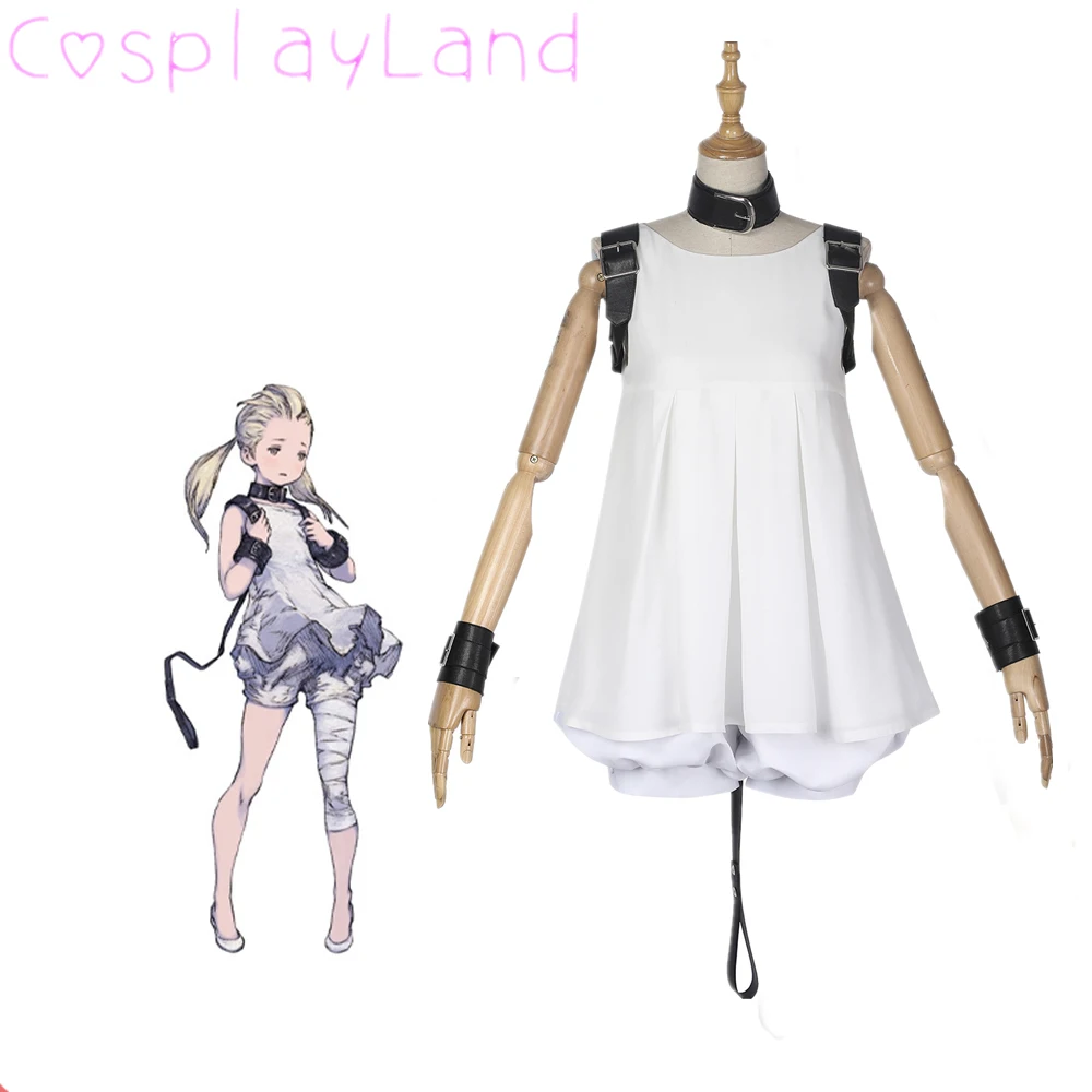 

Nier Reincarnation Cosplay Costume Anime Halloween Suit Cute White Girl Dress with Props