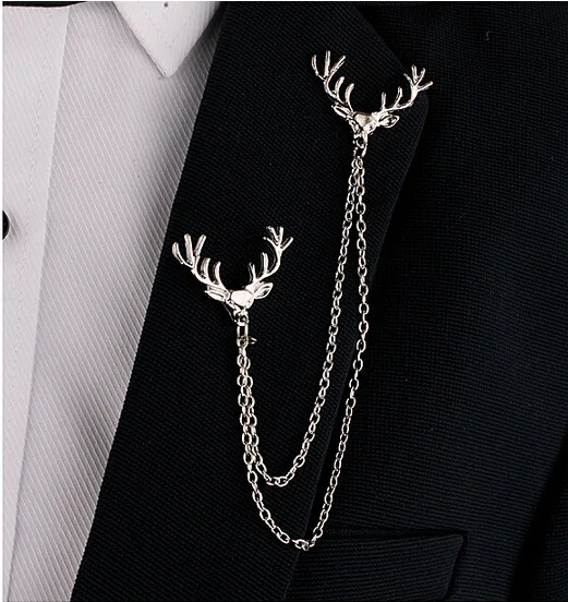 Я Remiel золото цинковое покрытие металлическая брошь с лосем двойной цепью булавка