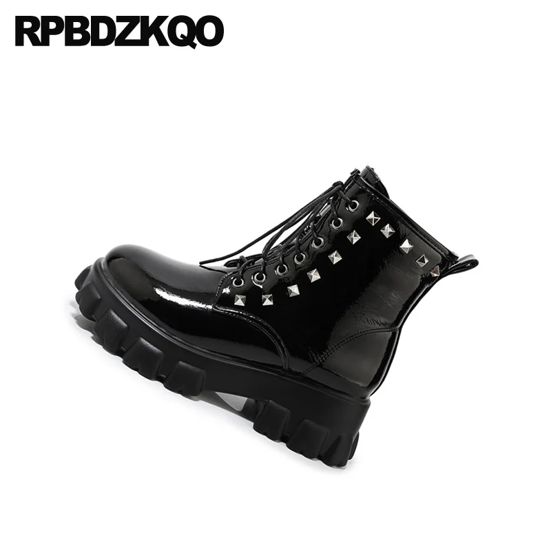 Женские армейские ботинки на платформе белые до щиколотки в стиле милитари с