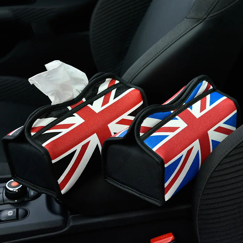 

Car Tissue Box 1PC Interior Decoration Blue Red Black Contrast Color Letter Microfiber Leather New Fashion Auto Accessiories