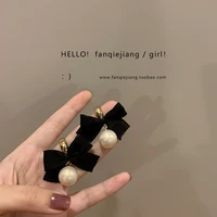 exquisite simulated pearl bow dangle earrings for women fashion long statement earrings party wedding female jewelry gift