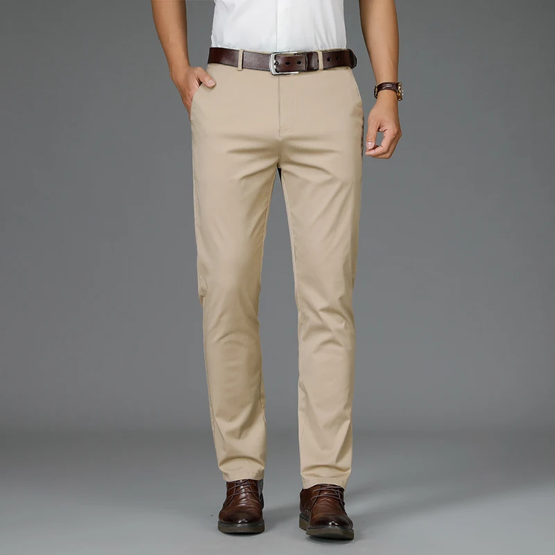 

SHAN BAO Lightweight Cotton Stretch Fit Straight Pants 2021 Spring/Summer Classic Brand Business Casual Men's Fashion Pants