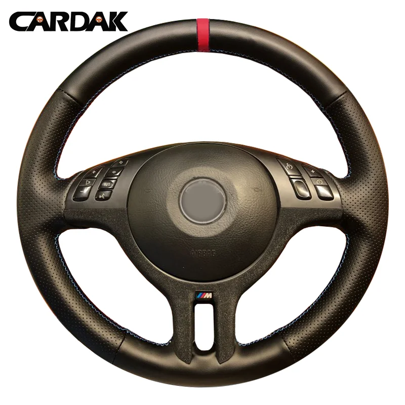 

CARDAK Hand Sewing Car Steering Wheel Cover For BMW E39 E46 325i E53 X5 Braid on Steering-Wheel Non-slip Car Accessories