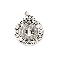 saint st benedict of nursia patron against evil medal zinc alloy charm pendant fit necklace 40x51mm 10pcs a 483a