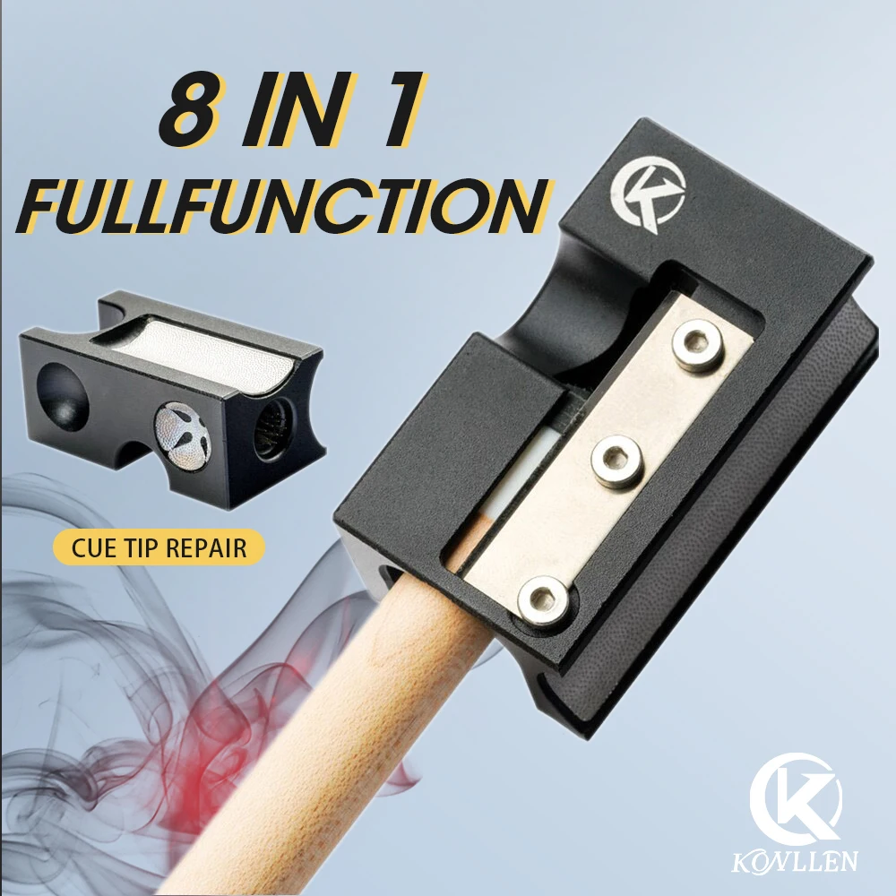 

KONLLEN Billiard Tip Tool Multifunctional Tip Repair Shaper Cue Tip Replacement 8 in 1 9.5-13.2mm Tip Billiard Accessories