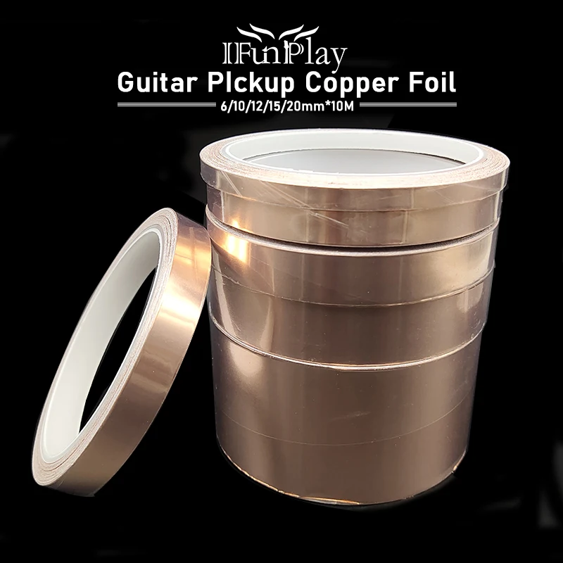 Односторонняя клейкая проводящая медная лента 10 м 6/10/12/15/20 мм для звукоснимателя