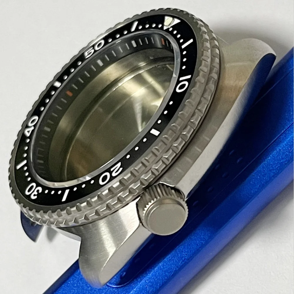 Watch Part 46.6mm Titanium Material Turtle King Watch Case Sapphire Crystal Ceramic Bezel Fit NH35/36 Automatic Movement