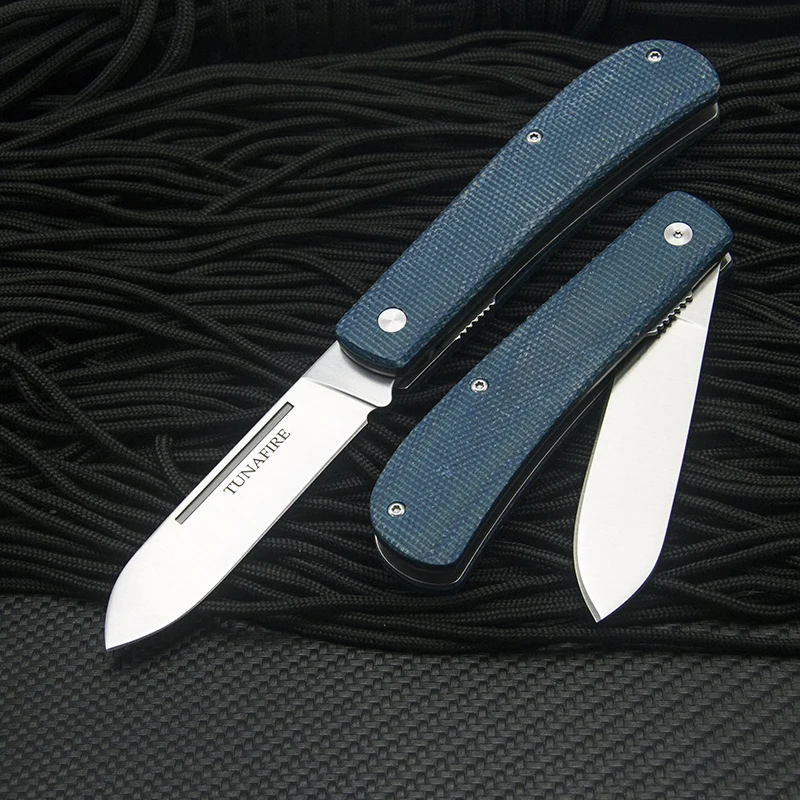 

New TUNAFIRE Outdoor Knife 440C multifunctional tool linen fiber handle portable outdoor camping Fishing Folding Pocket knive