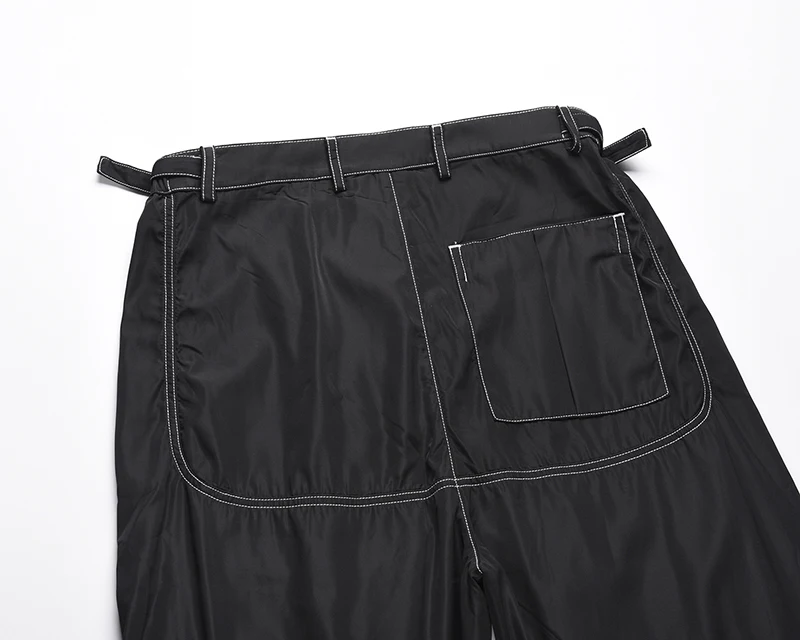 

Origianl Multi-pockets Straight Black Cargo Pants Mens Zipper Fly Streetwear Casual Boom Feet Baggy Trousers Hip Hop Track Pants