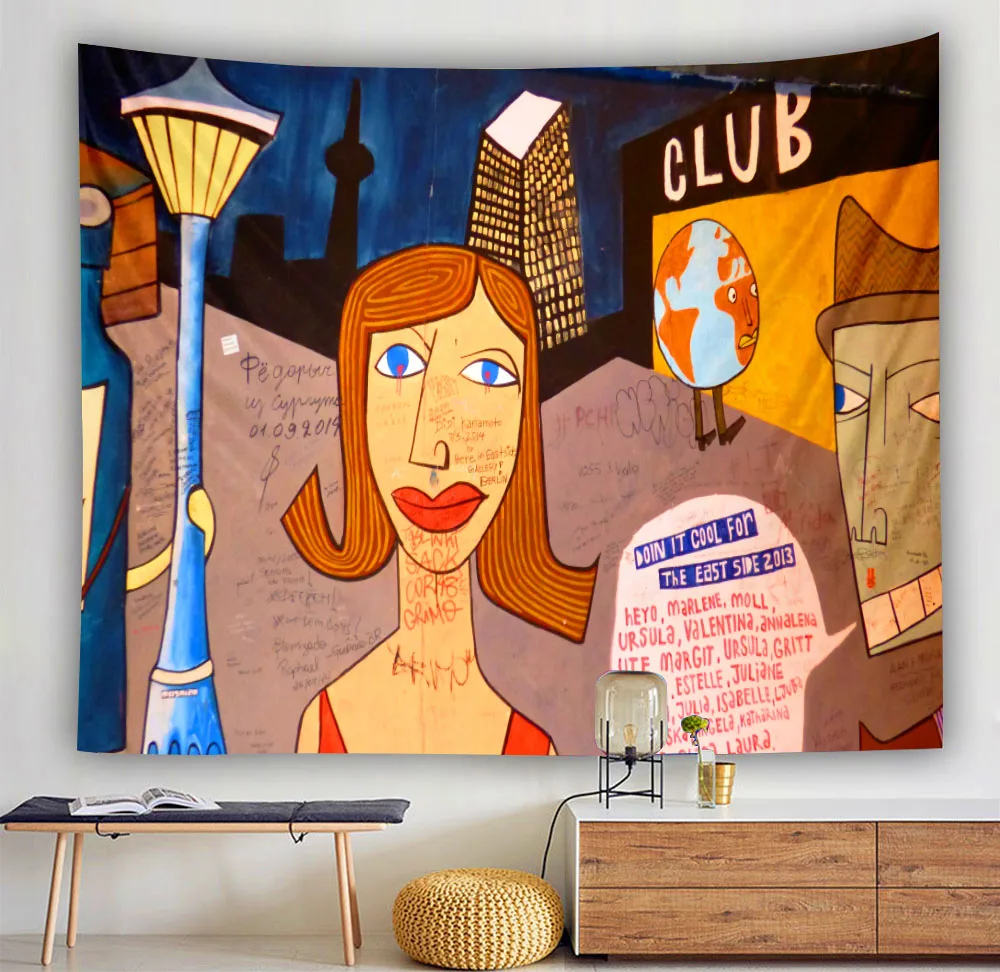 Гобелен в стиле граффити настенный пляжный коврик богемном полиэстеровое одеяло