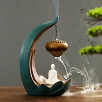 ceramic incense burner stick holder temple smoke fountain incense burner set candle aroma incensario desktop ornaments bi50ib