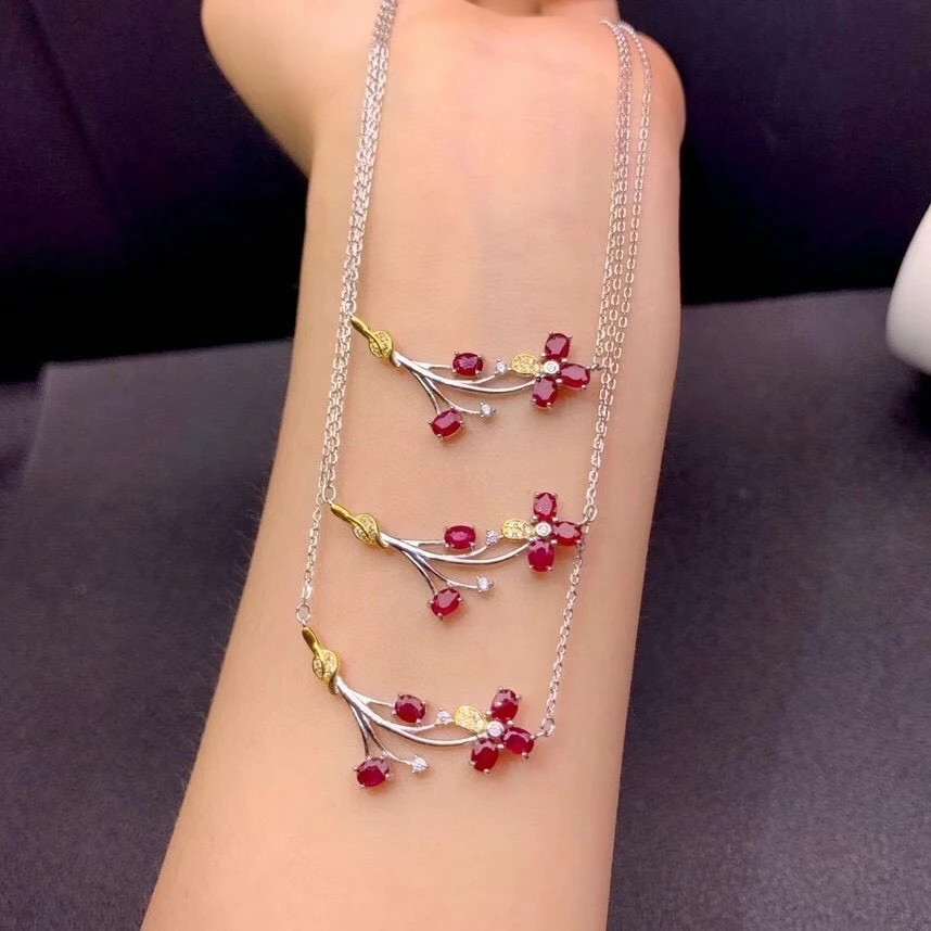 Классический с натуральным Рубином колье для женщин ювелирные изделия