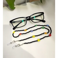 simple color crystal flower bead sunglasses chain mask lanyard strap handmade beaded glasses chains eyewear jewelry accessories
