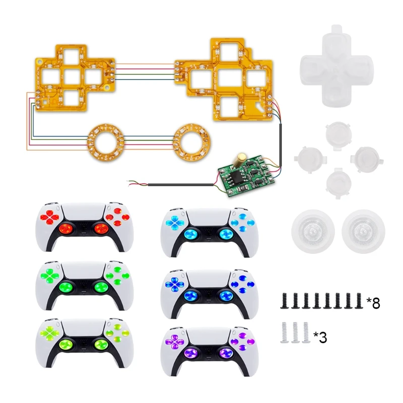 T3LB для PS5 кнопочные кнопки лица Dtf светодиодный комплект совместного